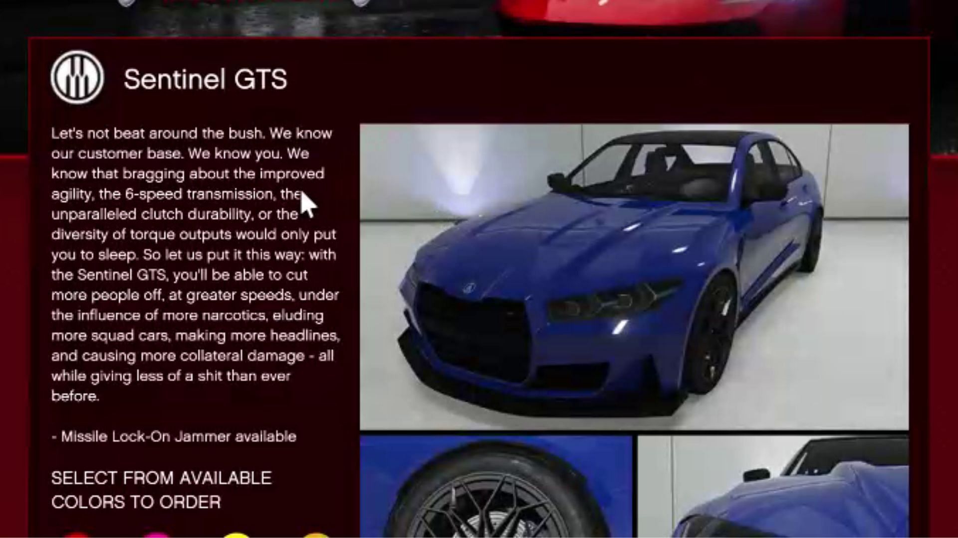 Sentinel GTS for a bargain (Image via Rockstar Games)